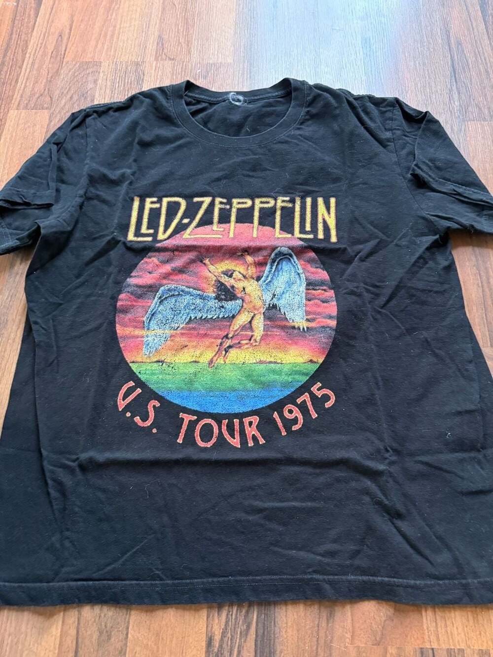 Led Zeppelin US Tour 1975 Graphic Black T-Shirt